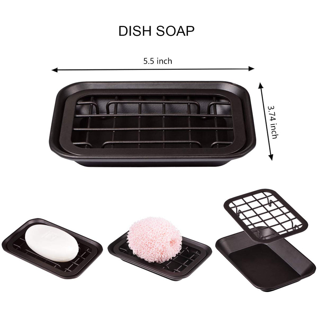 SheeChung 6Pcs Mason Jars Bathroom Accessories Set Complete - Toothbrush Holder, Lotion Soap Dispenser, 2 Mason Jars, Soap Dish, Toilet Paper Basket, Rustic Farmhouse Decor (Black, 6Pcs Bathroom Set)