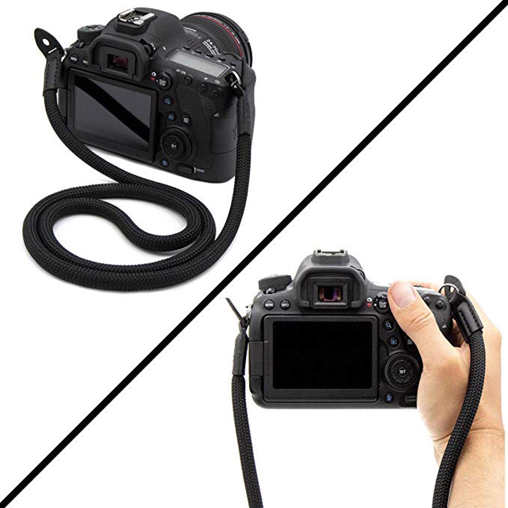 Camera Strap Vintage 100cm Nylon Climbing Rope Camera Neck Shoulder Strap for Micro Single and DSLR Camera.(Black)