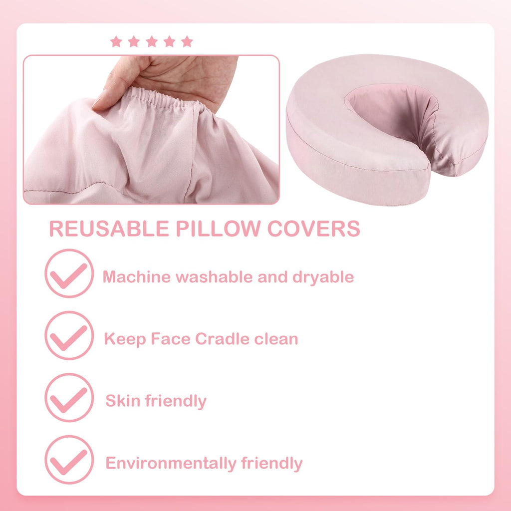 Macarrie 24 Pcs Face Cradle Covers for Massage Table Microfiber Reusable Soft Thicker Massage Table Headrest Covers Bulk Oil Proof Cradle Head Rest Sheets for Spa Beauty Salons(Beige)