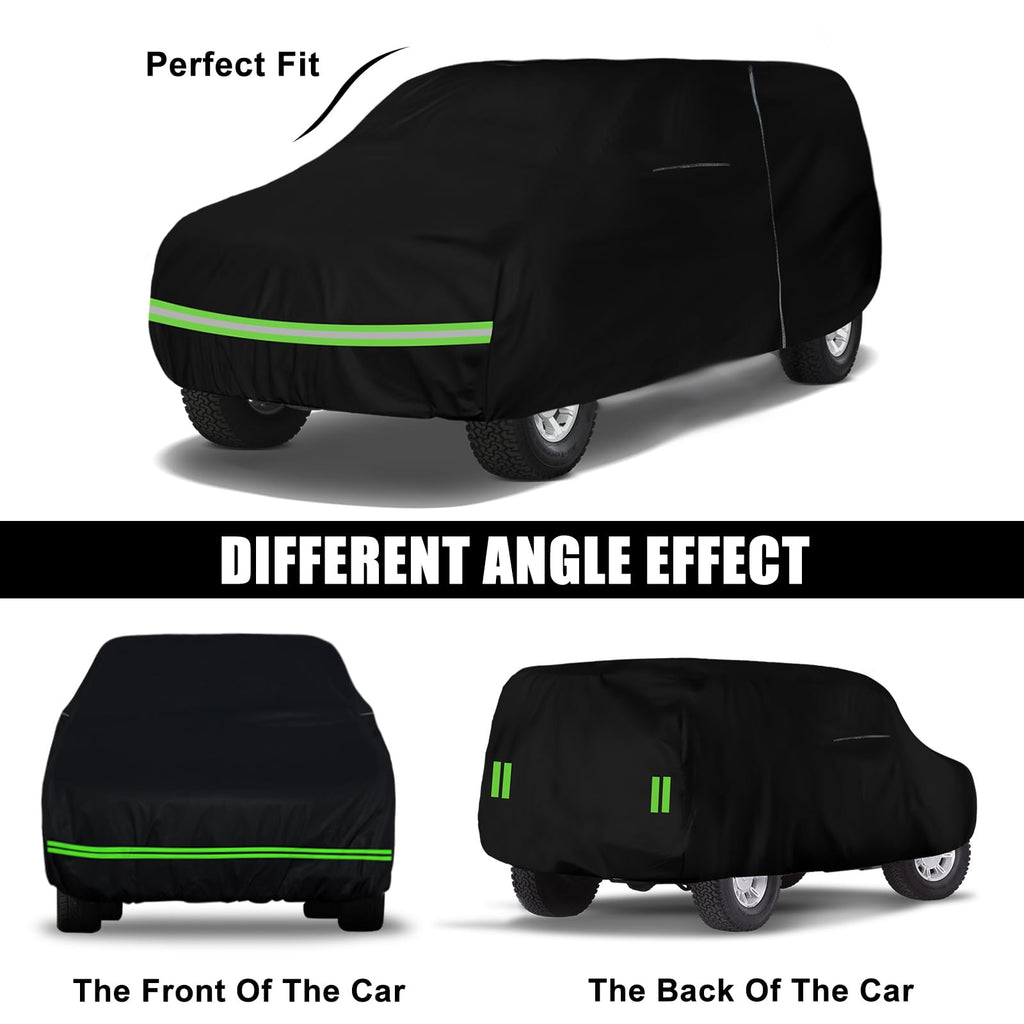 Waterproof Car Cover Replace for 1993-2010 Jeep Grand Cherokee, 6 Layers All Weather Car Cover with Zipper Door & Windproof Bands for Snow Rain Dust Protection