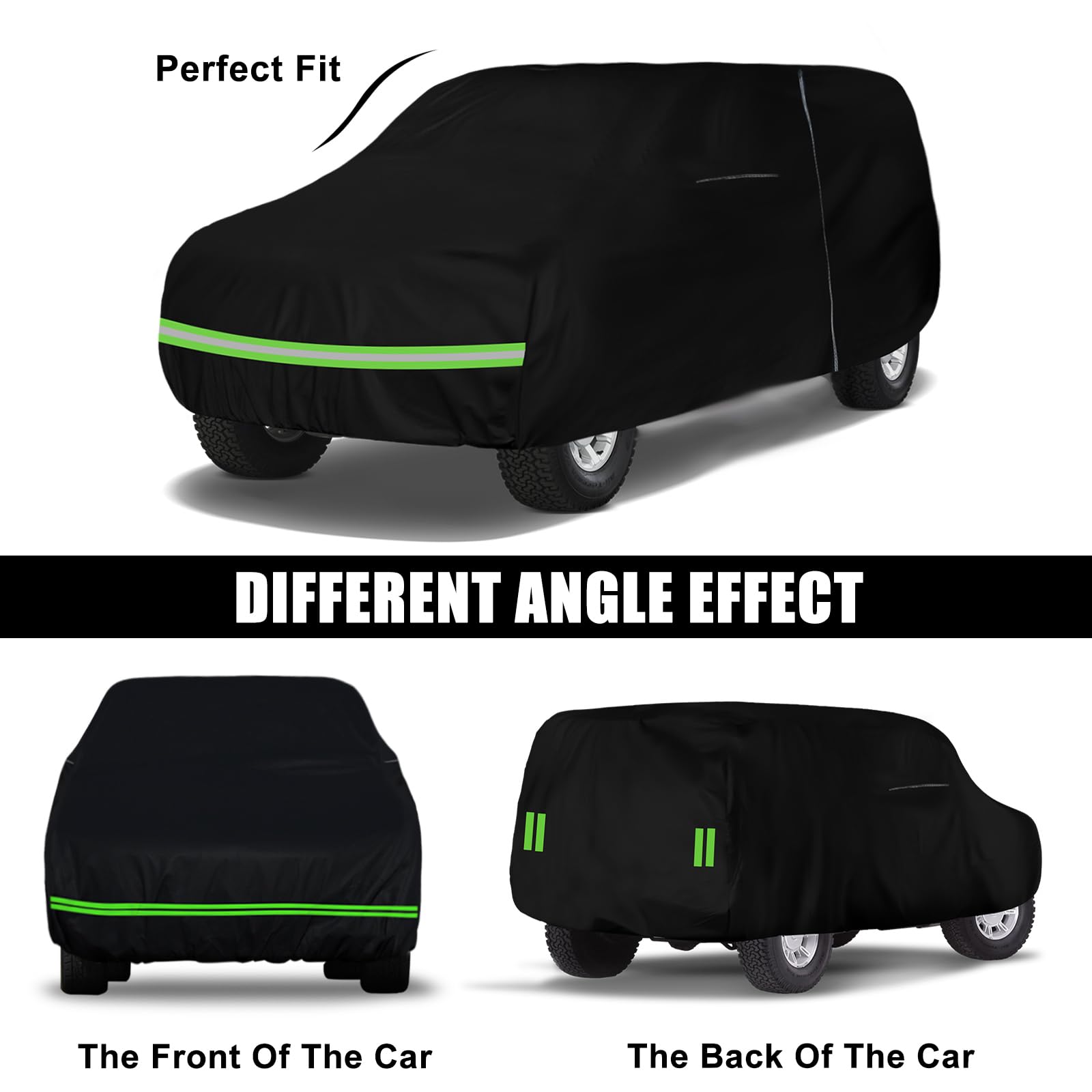 Waterproof Car Cover Replace for 1993-2010 Jeep Grand Cherokee, 6 Layers All Weather Car Cover with Zipper Door & Windproof Bands for Snow Rain Dust Protection