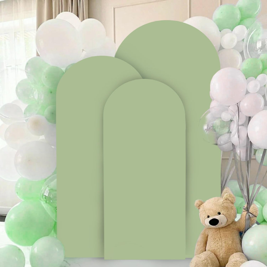FANPROMS Beige Arch Backdrop Cover Set of 3 Wedding Arch Cover 4x5x6FT Round Top Arch Stand Cover for Fitted Arch Covers Spandex Backdrop Covers Set for Wedding Party Ceremony Decorations