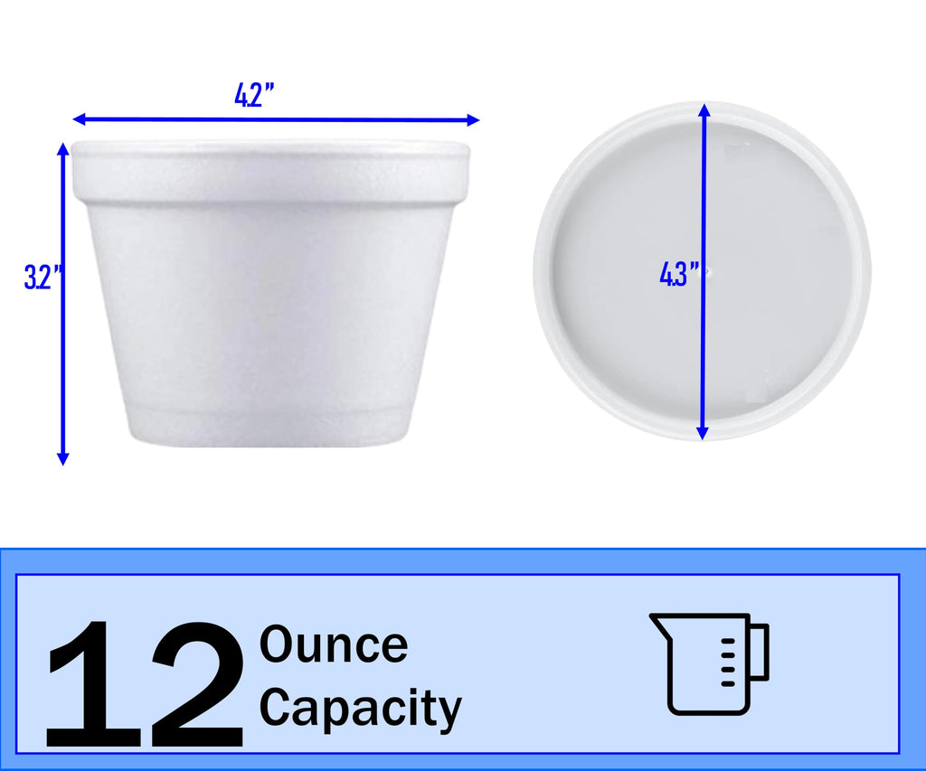 Mr Miracle Foam Bowl with Lid for Hot and Cold Foods – 4 Ounce Disposable Soup Container with Vented Lid, Great for Ice Cream, Yogurt, Soup, Takeout [50 pack]
