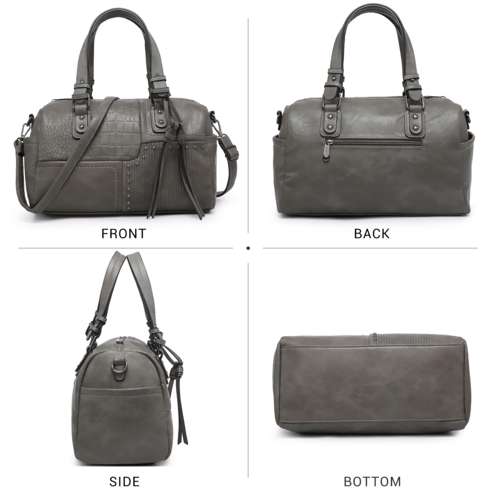 Dasein Women Soft Vegan Leather Barrel Bags Large Hobo Top Handle Work Totes Satchel Handbags Shoulder Purse