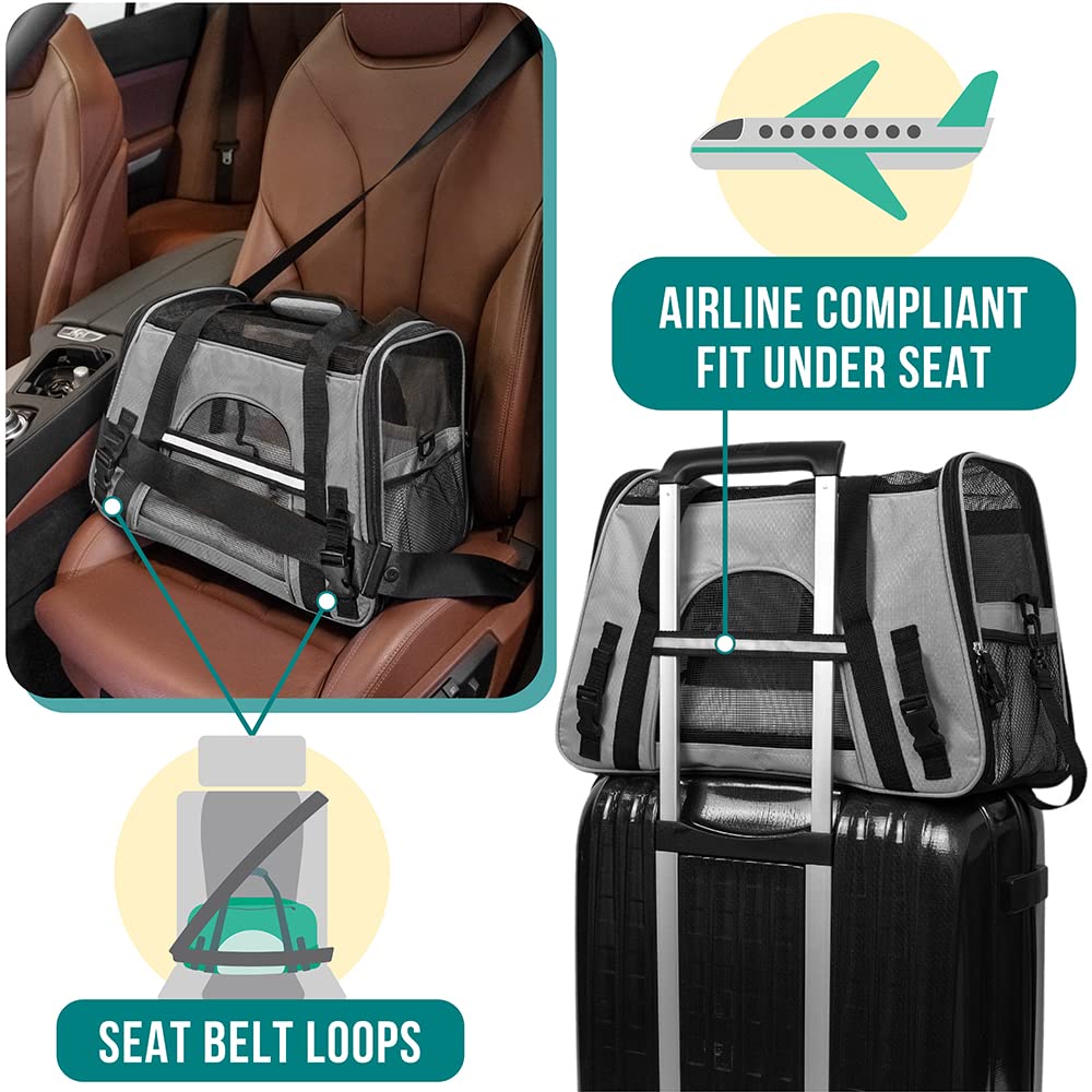 PetAmi Airline Approved Pet Carrier for Cats & Small Dogs, Soft Sided TSA Travel Carrier Bag with Sherpa Bed, Breathable Mesh Ventilation, Collapsible Bowl, Fits Under Seat, Up to 18 lbs, Small Black