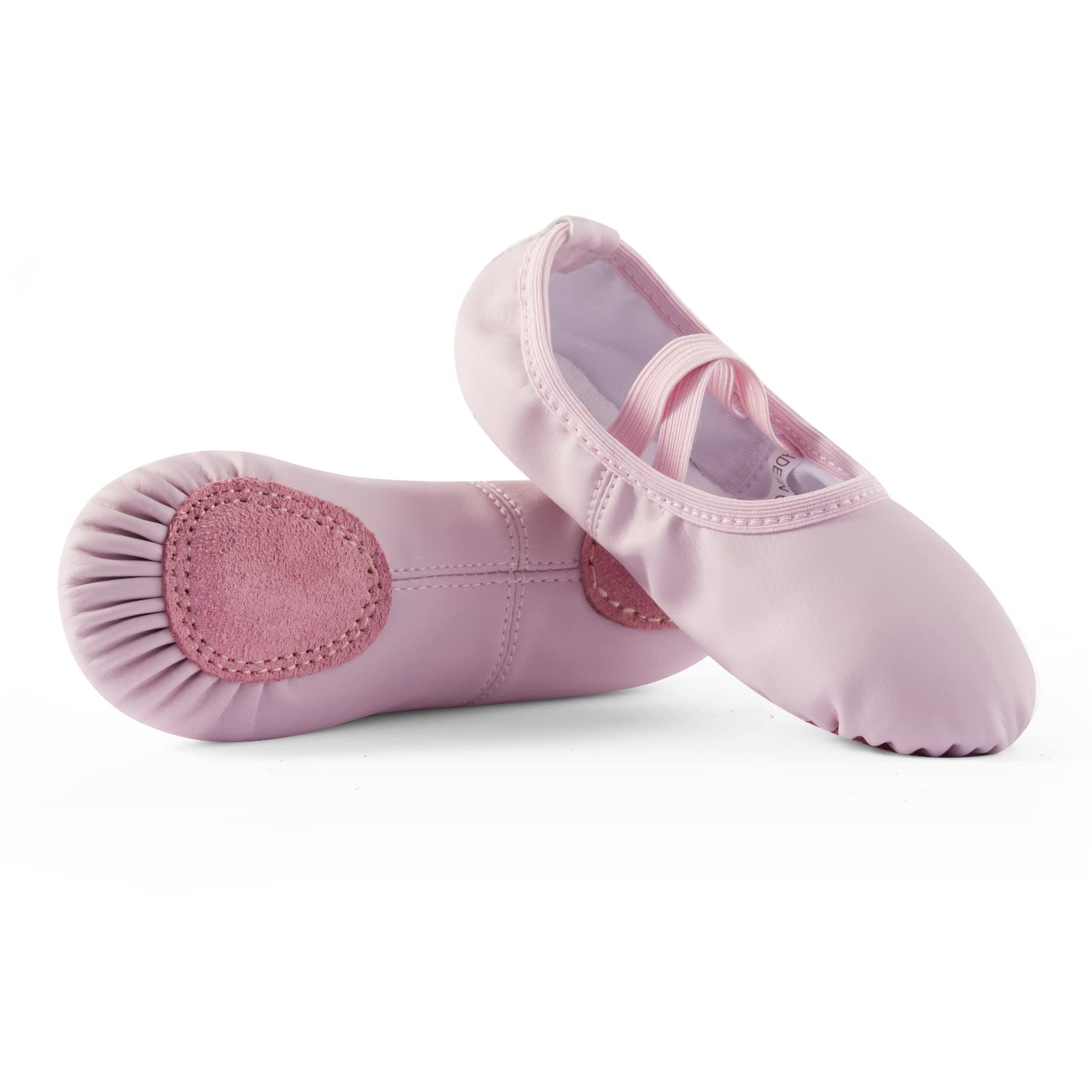 DyingSwan Toddler Ballet Shoes for Girls, Soft Leather Ballet Slippers, No-Tie Ballet Shoes Dance Shoes for Girls (Toddler/Little/Big Kid/Women)