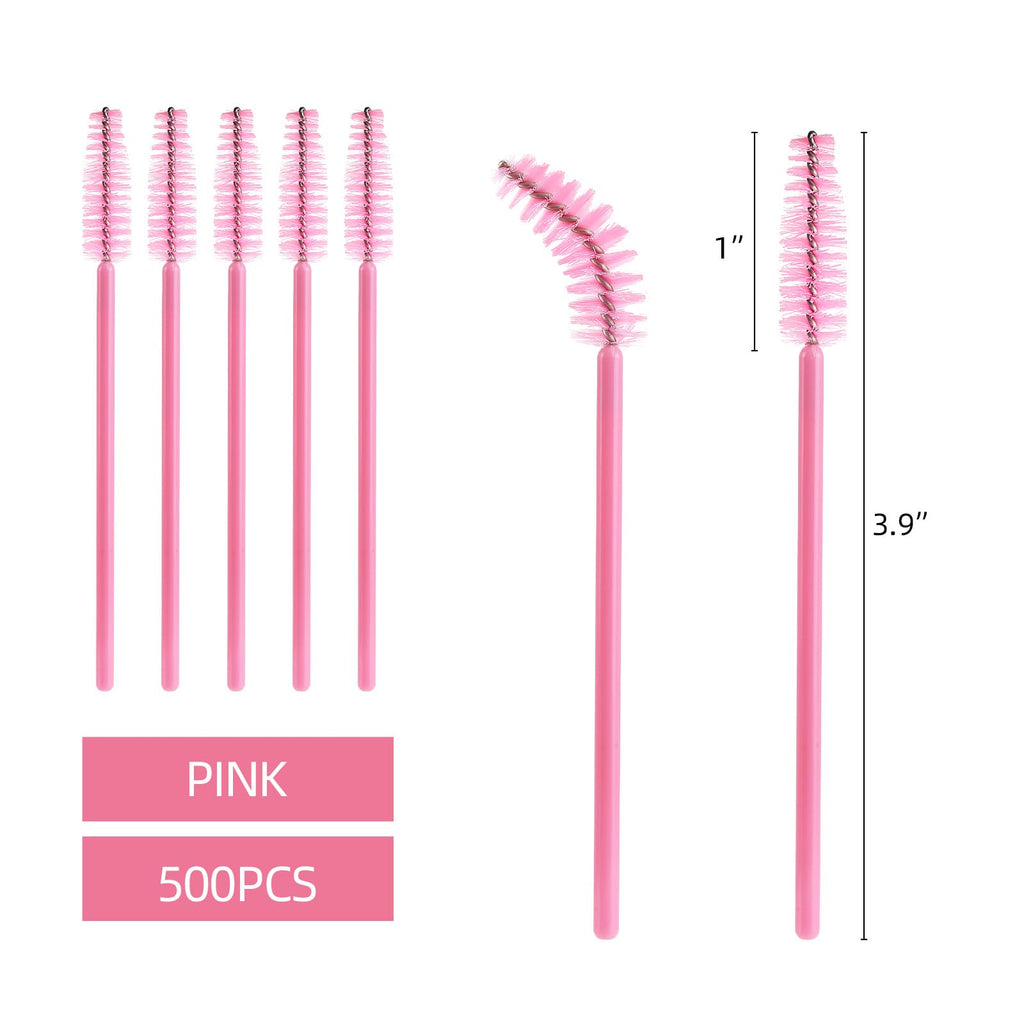 Tbestmax 500 Disposable Mascara Wands Eyelash Brush Spoolies for Eyebrow Eye Lash Extension, Makeup Brushes Applicators Kits - 5 Colors