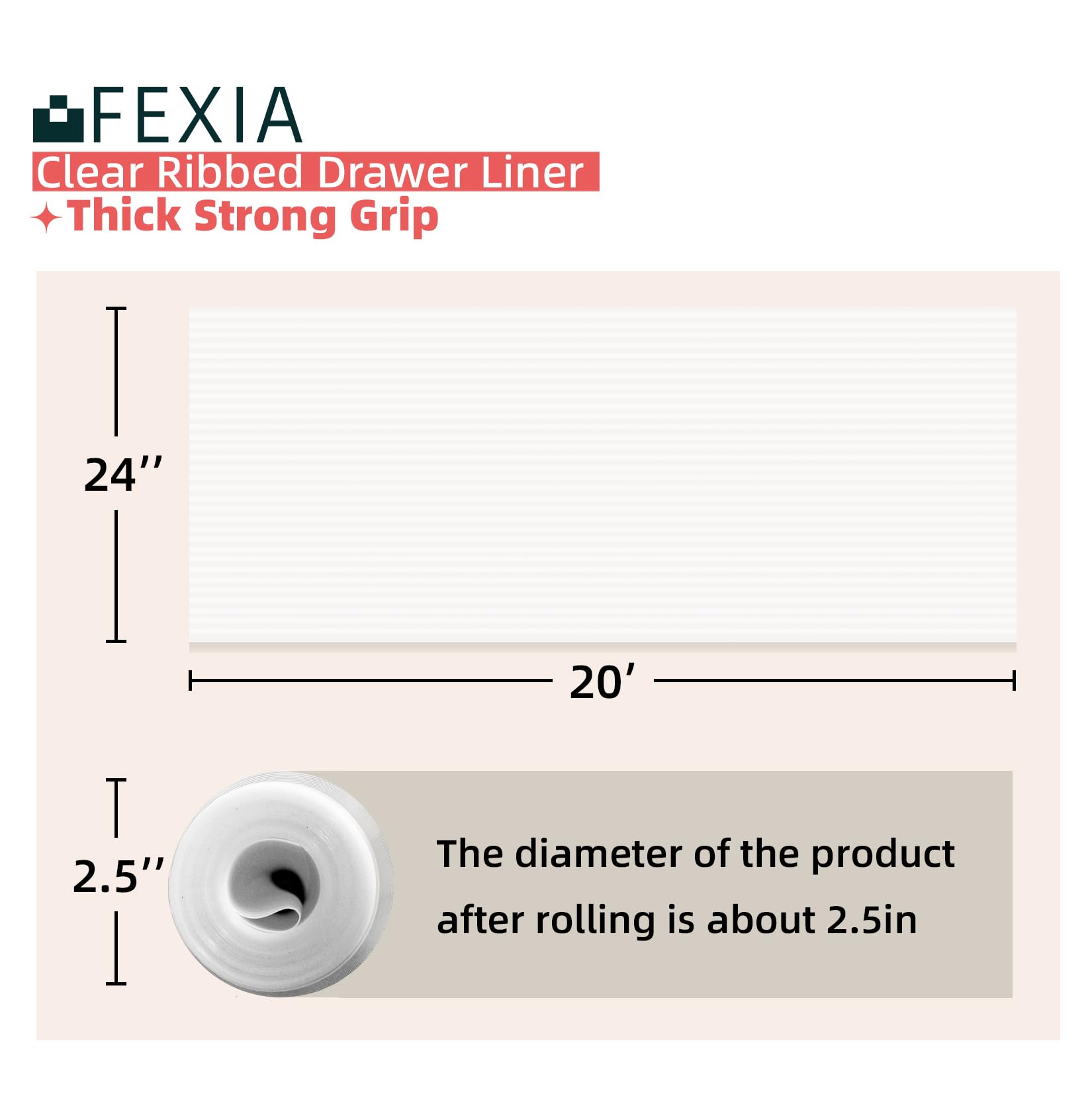 FEXIA Shelf Liner for Kitchen Cabinets Drawer Non Adhesive Non-Slip Liner 12 Inches x 20 FT Waterproof & Oil-Proof Durable Material Fridge Liner for Shelves