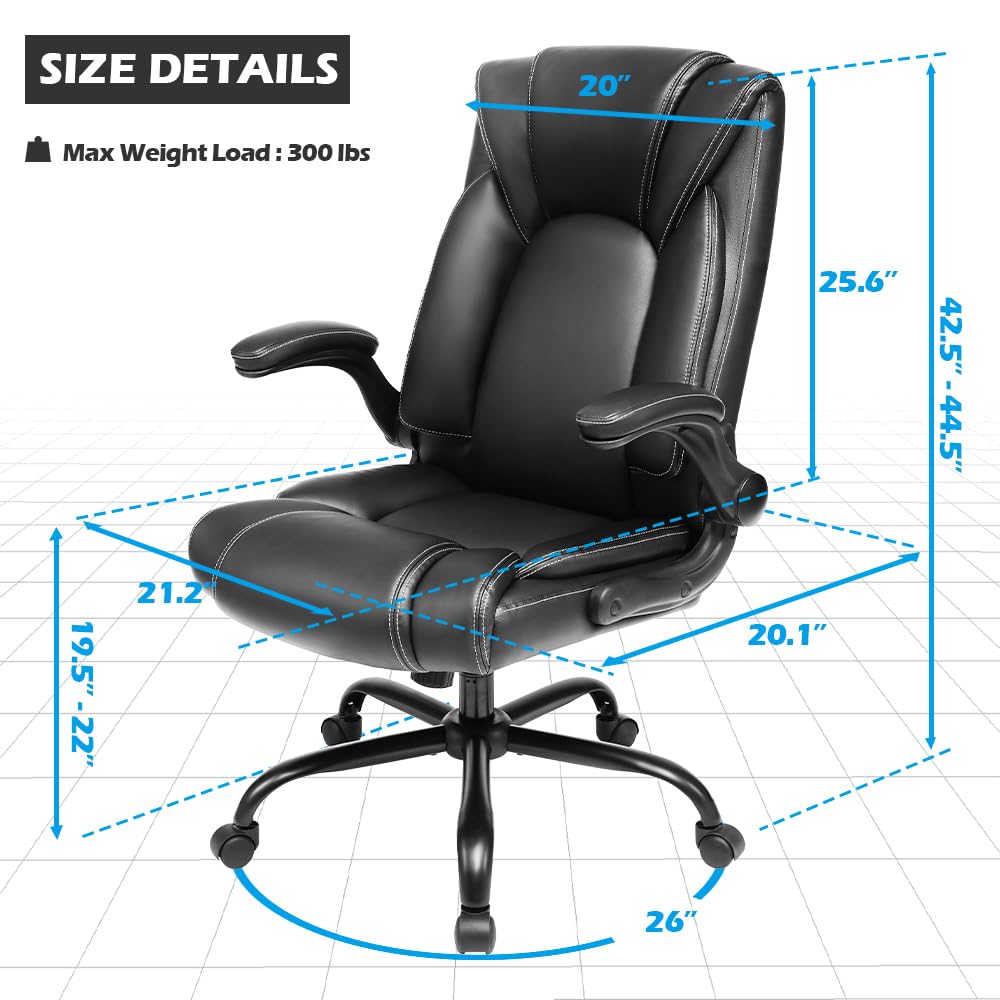 OUTFINE Office Chair Executive Office Chair Desk Chair Computer Chair with 5-Year hydrolysis-Resistant Leather Spring Cushion Ergonomic Support Tilting Function Upholstered in Bonded Leather Black