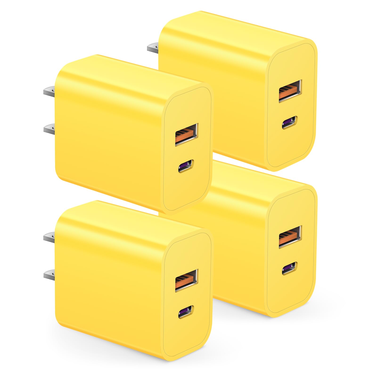 USB C Charger Block Charging Block Type C Charger 20W Wall Chargers 4 Pack for iPhone 16/16 Plus/16 Pro/16 Pro Max/iPhone 15/15 Pro/15 Pro Max/14/13/12 Pro/Samsung//Android(Black)
