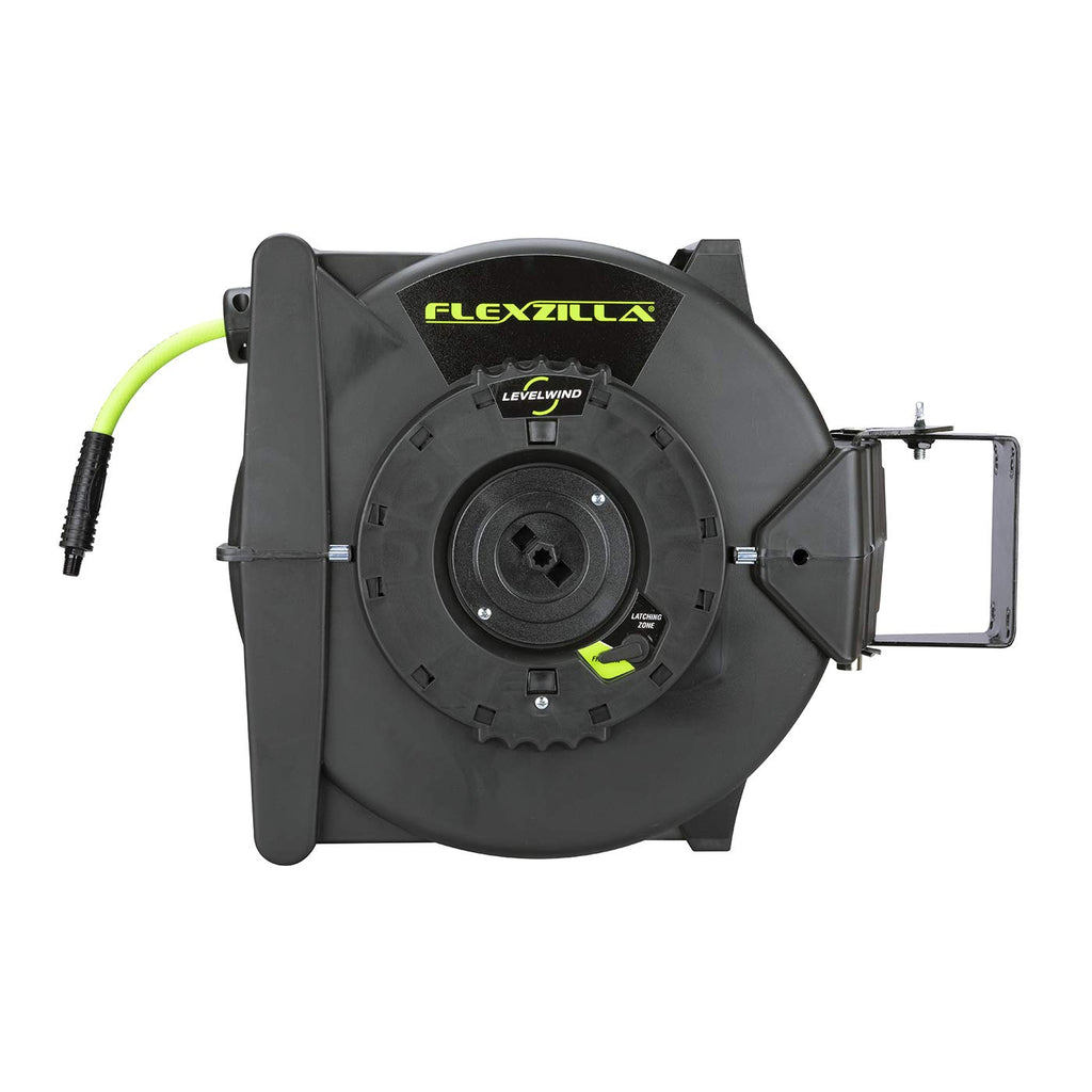 Flexzilla Pro Levelwind Retractable Air Hose Reel, 1/2 in. x 50 ft., Heavy Duty, Lightweight, Hybrid, ZillaGreen - L8335FZ