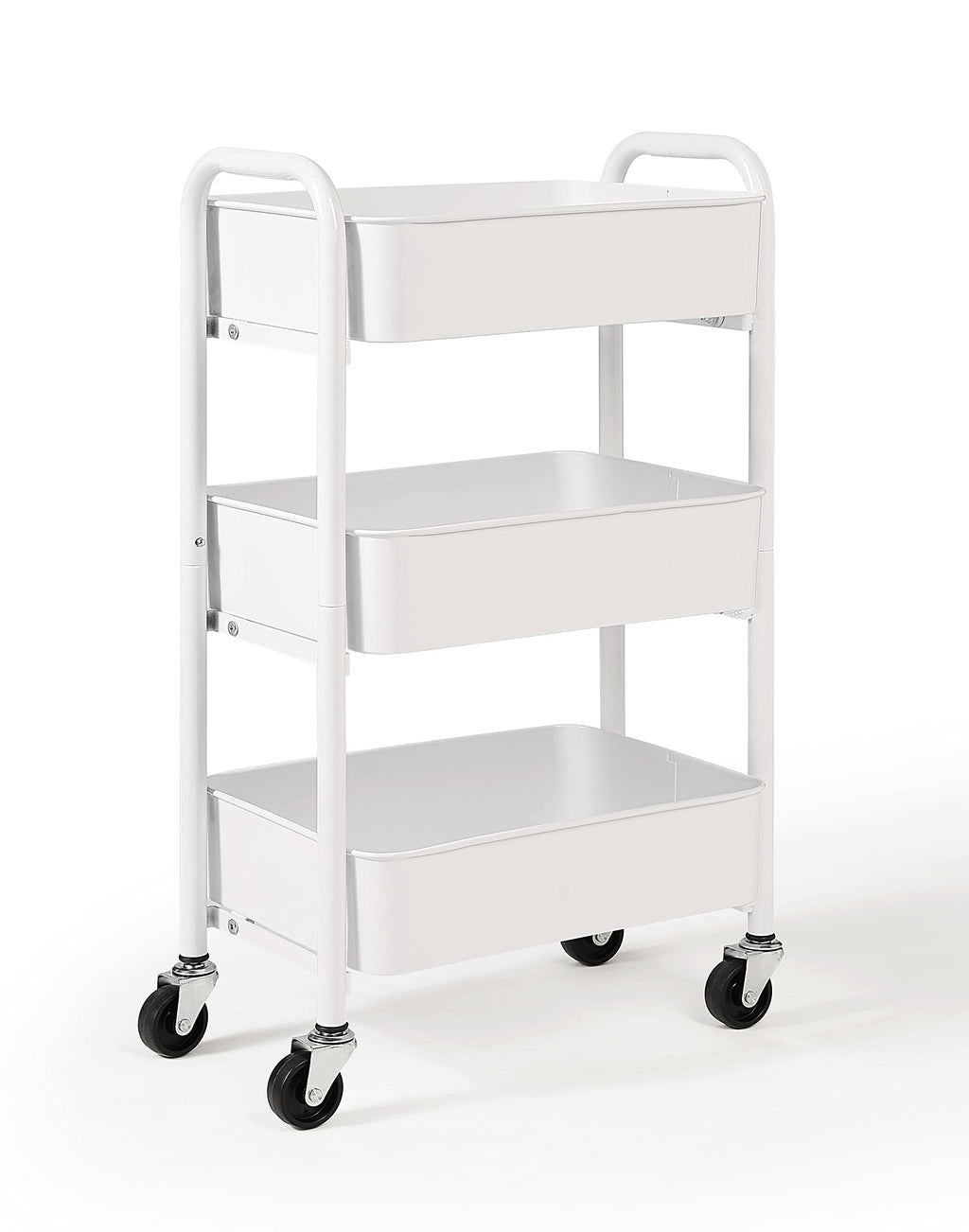 SunnyPoint 3-Tier Delicate Compact Rolling Metal Storage Organizer - Mobile Utility Cart Kitchen/Under Desk Cart with Caster Wheels - Army (15.35" X 10.24" X 26.8"H)