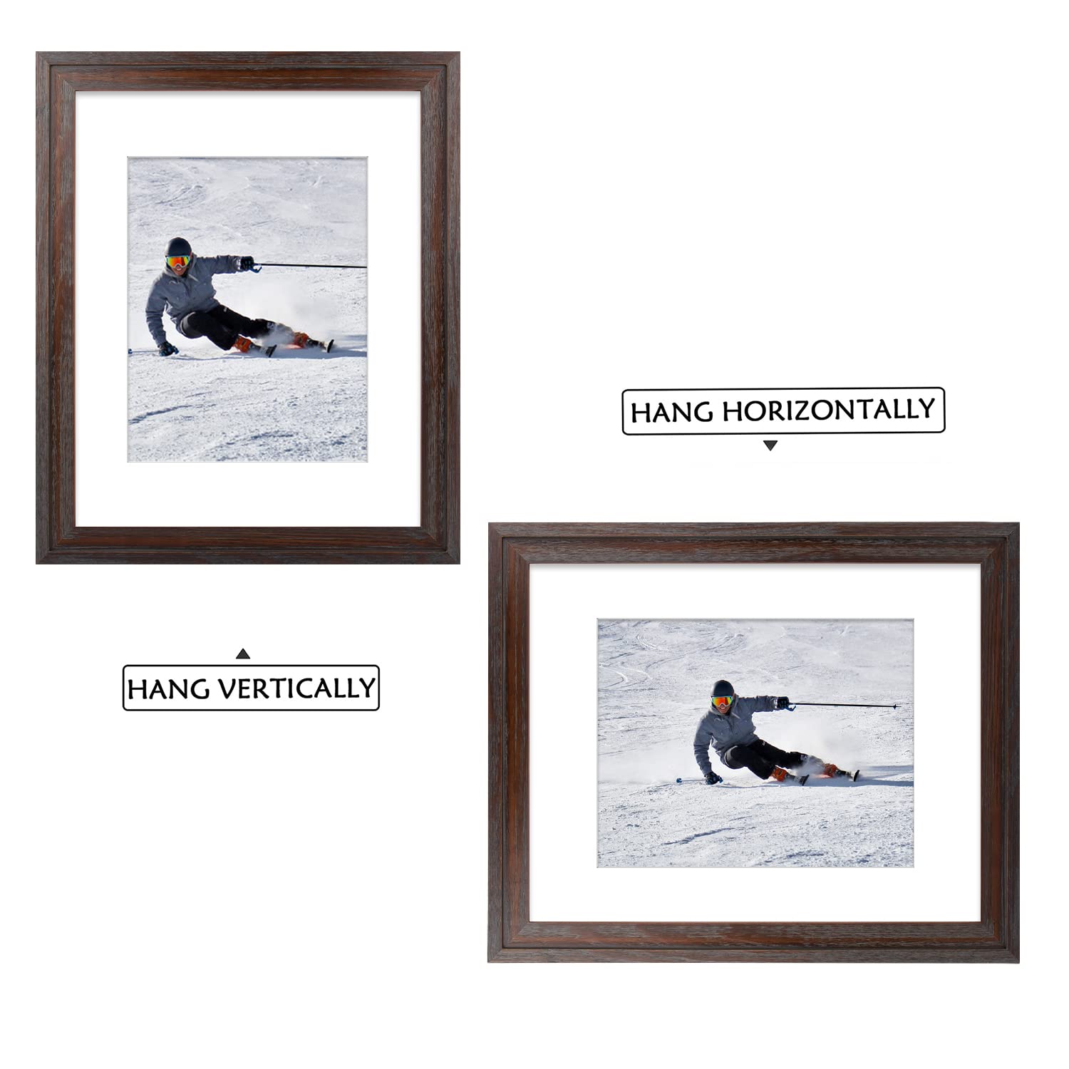 Golden State Art, 13x19 Picture Frame - Displays 11x17 Photo with Mat or 13x19 Without Mat, Wide Moulding Solid Wood Frame for Wall Display, Black