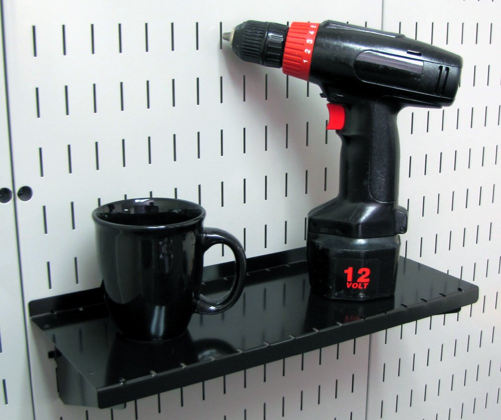 Wall Control 32" x 16" Black Metal Pegboard Pack - 2 Panels & 1 Deep Shelf Assembly, Modern Style, Heavy Duty, Slotted, Secure, Wall Mount, Garage/Workshop/Tool Shed Storage