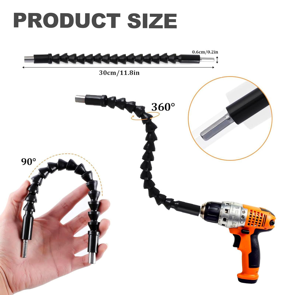 CIGOTU Impact Grade Power Hand Tools Driver Sockets Adapter Extension Set, 3Pcs 1/4 3/8 1/2" Hex Shank Drill Nut Driver Bit Set + 105 Degree Right Angle Driver Extension Screwdriver Drill Attachment