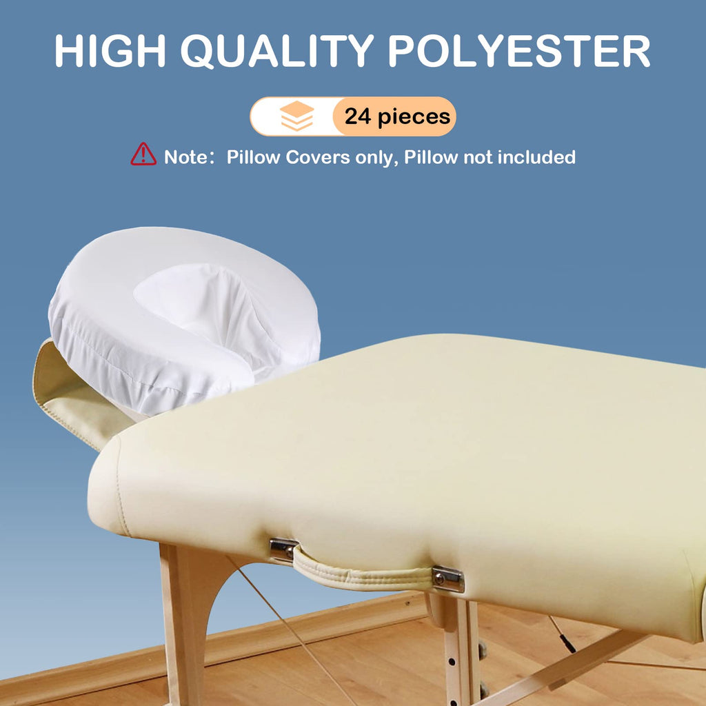 Macarrie 24 Pcs Face Cradle Covers for Massage Table Microfiber Reusable Soft Thicker Massage Table Headrest Covers Bulk Oil Proof Cradle Head Rest Sheets for Spa Beauty Salons(Beige)