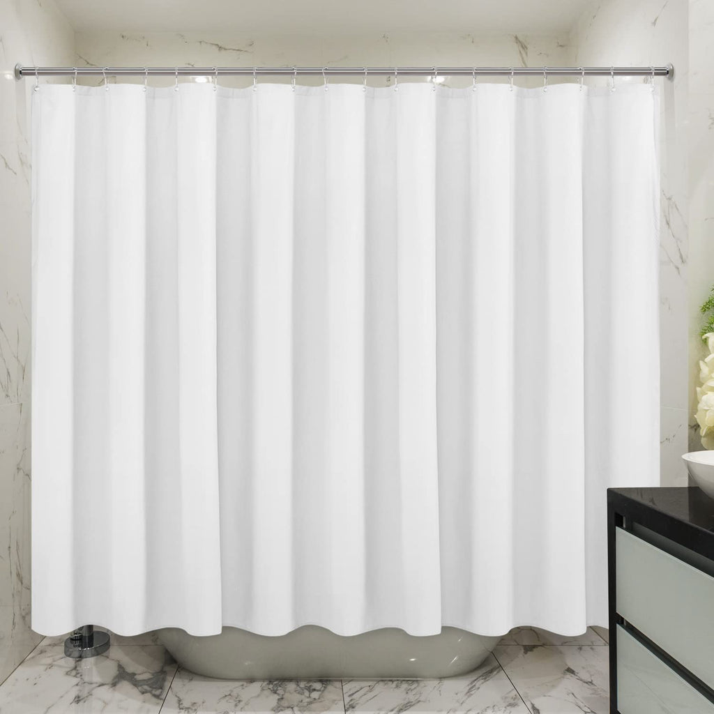 Mrs Awesome Embossed Microfiber Shower Curtain Liner 70 x 72 inches, Soft Fabric Shower Curtain Washable and Water Repellent,70x72, Cream