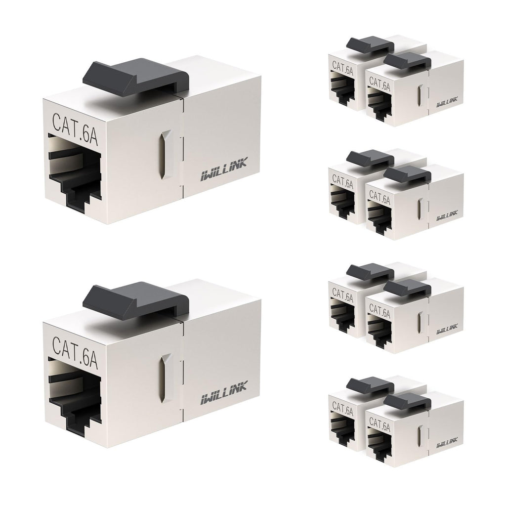 iwillink 10Gbps CAT6 Coupler RJ45 Keystone Shielded Coupler 10-Pack, Ethernet Coupler, Female to Female Keystone Jack, STP Keystone Insert for Cat6/Cat5e Cable