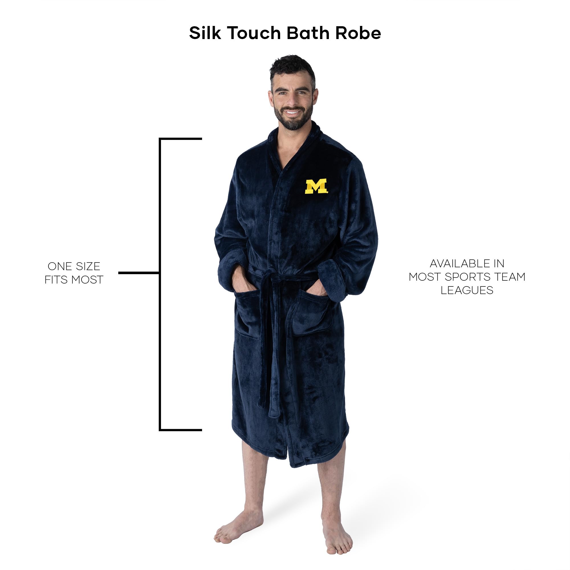 Northwest NCAA Adult Unisex Silk Touch Bathrobe, Officially Licensed Loungewear, Soft Plush Polyester
