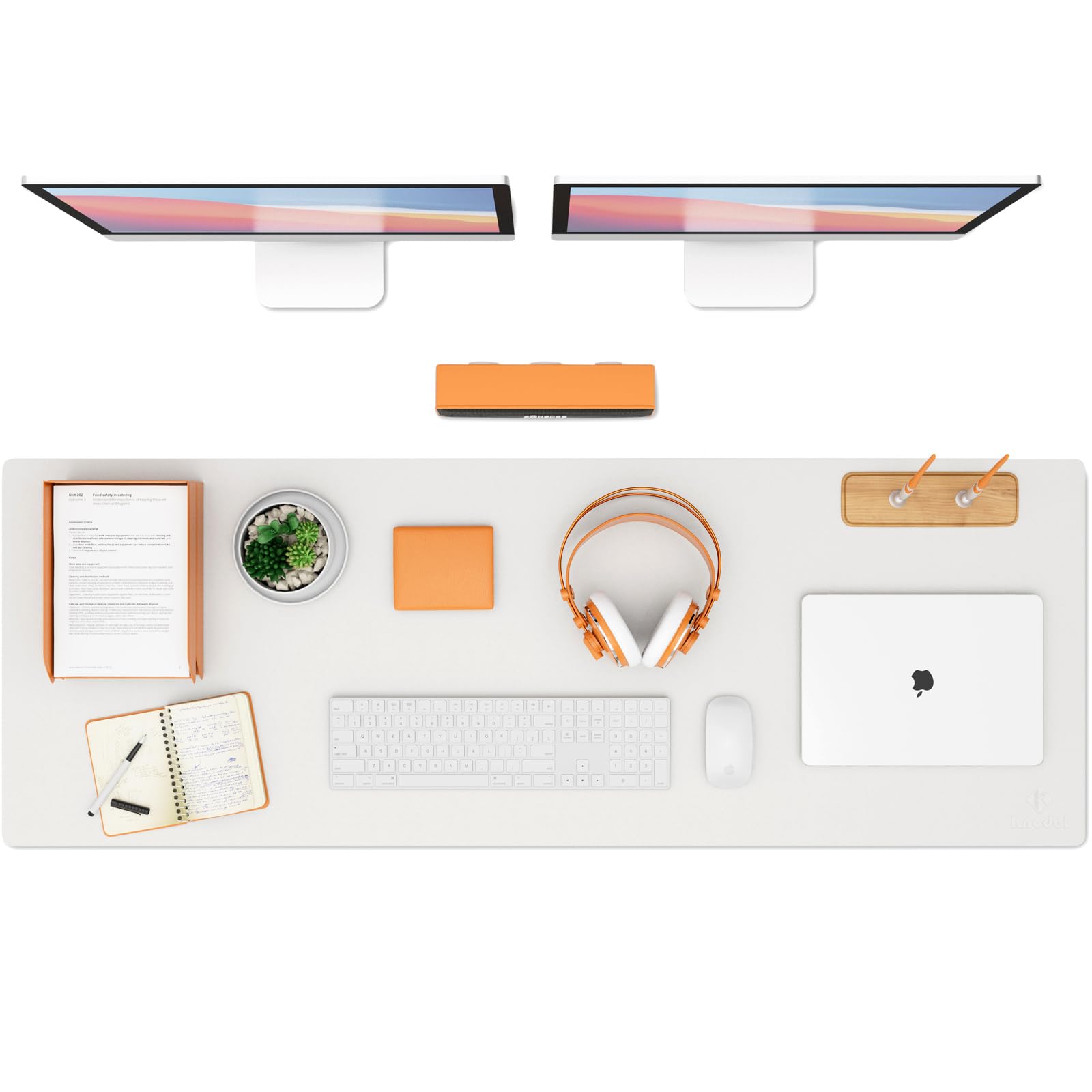 K KNODEL Small Office Leather Desk Mat, Mouse and Keyboard Pad, Computer and Laptop Mat, Desktop Protector and Cover, Writing Pad and Blotter (23.6"x13.8", Black)