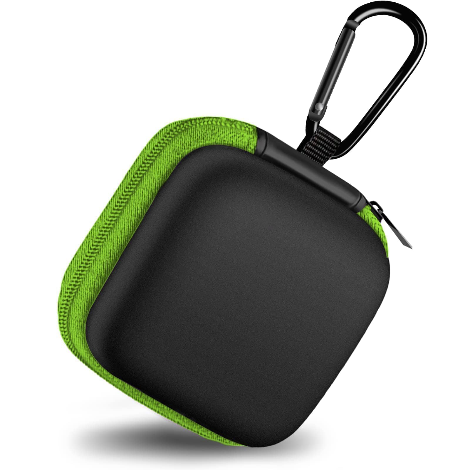 2Pack Oval Earbud Case Portable EVA Carrying Case Storage Bag Cell Phone Accessories Organizer with Carabiner for Earphone, Earbud, Earpieces, SD Memory Card, Camera Chips, Black/Purple