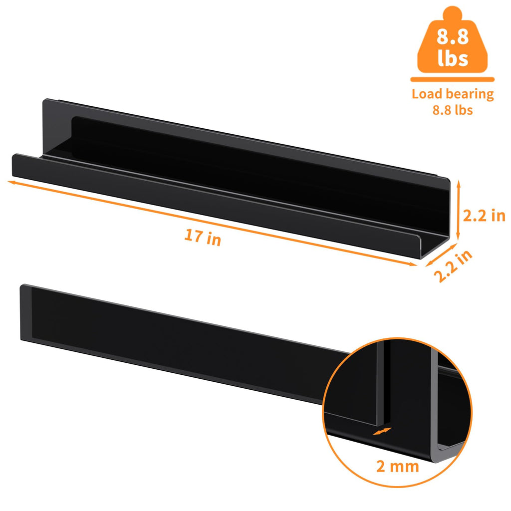 Magnetic Book Shelf for Whiteboard, Reusable Acrylic Book Display Shelf with Strong Adsorption Capacity, Magnetic Book Holder for Classroom Refrigerator Office Teacher Kids, Black