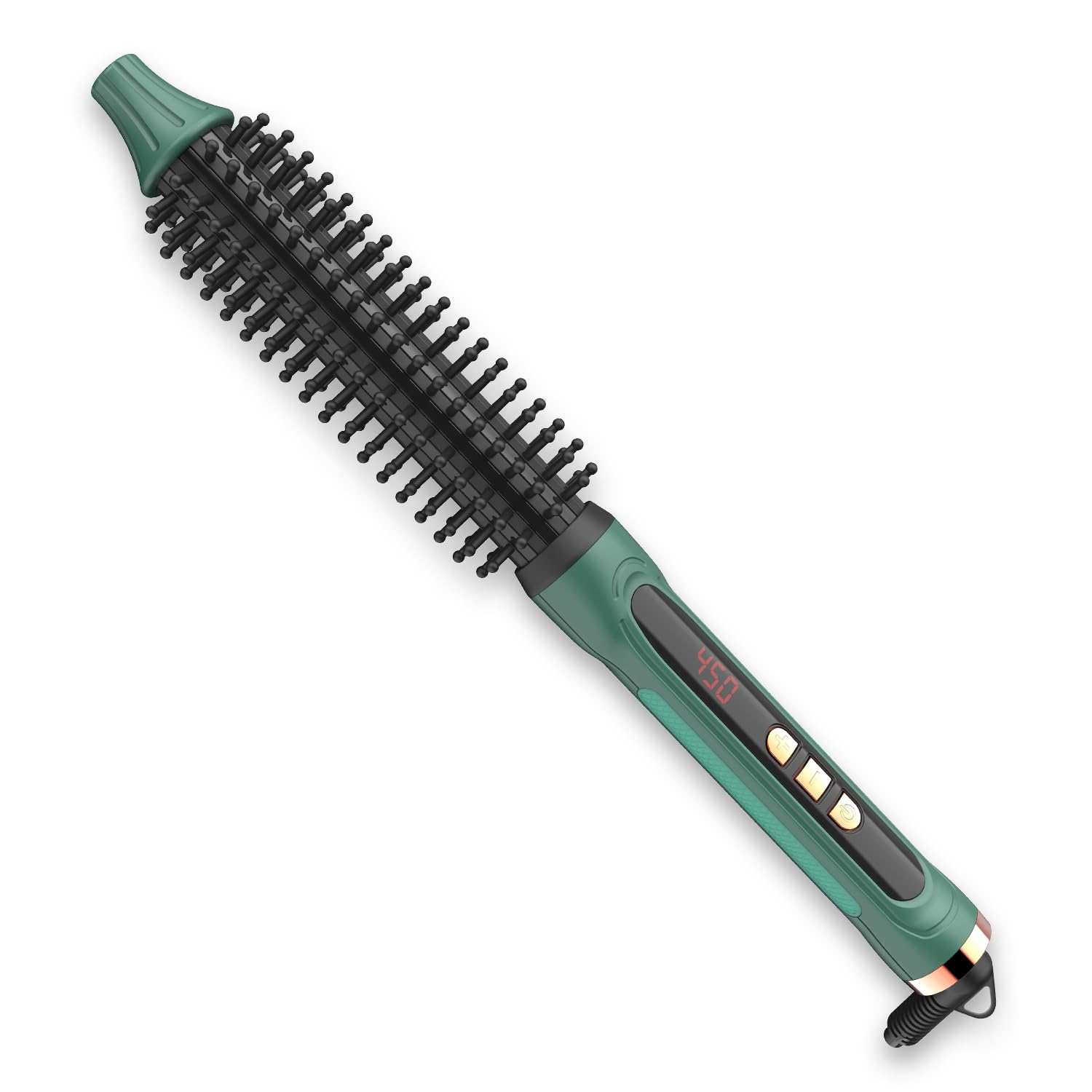 BANGMENG Mini Thermal Round Brush, 0.35 Inch Barrel Volume Heat Styling Brush for Men and Women Short Thin Curly Straight Hair, Heated Curling Iron,12 Temperature Setting (0.95 Inch with Bristles)