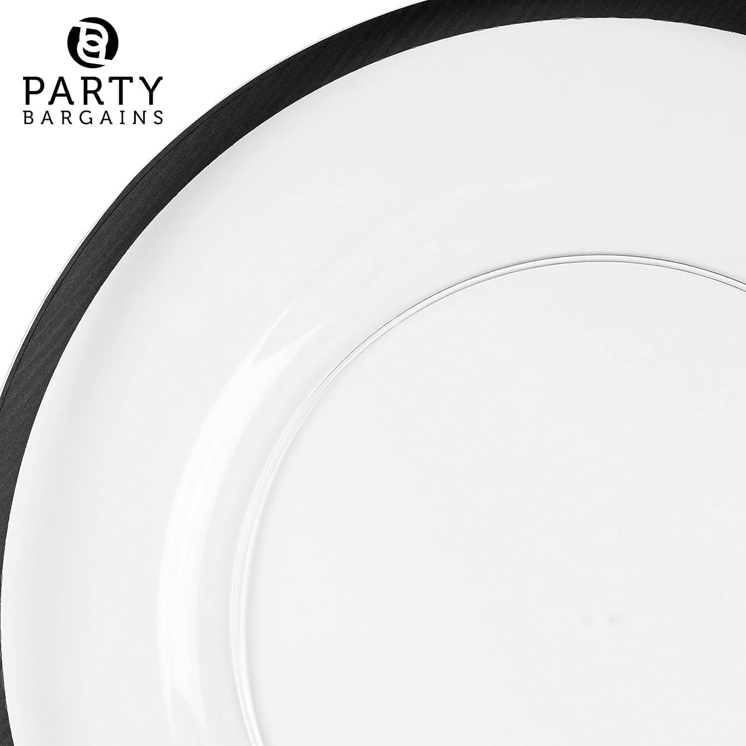 PARTY BARGAINS 13-Inch Charger Plates - 96 Pack, Clear Gold Rim, Heavy-Duty Disposable Chargers for Elegant Dining - Ideal for Weddings and Formal Events