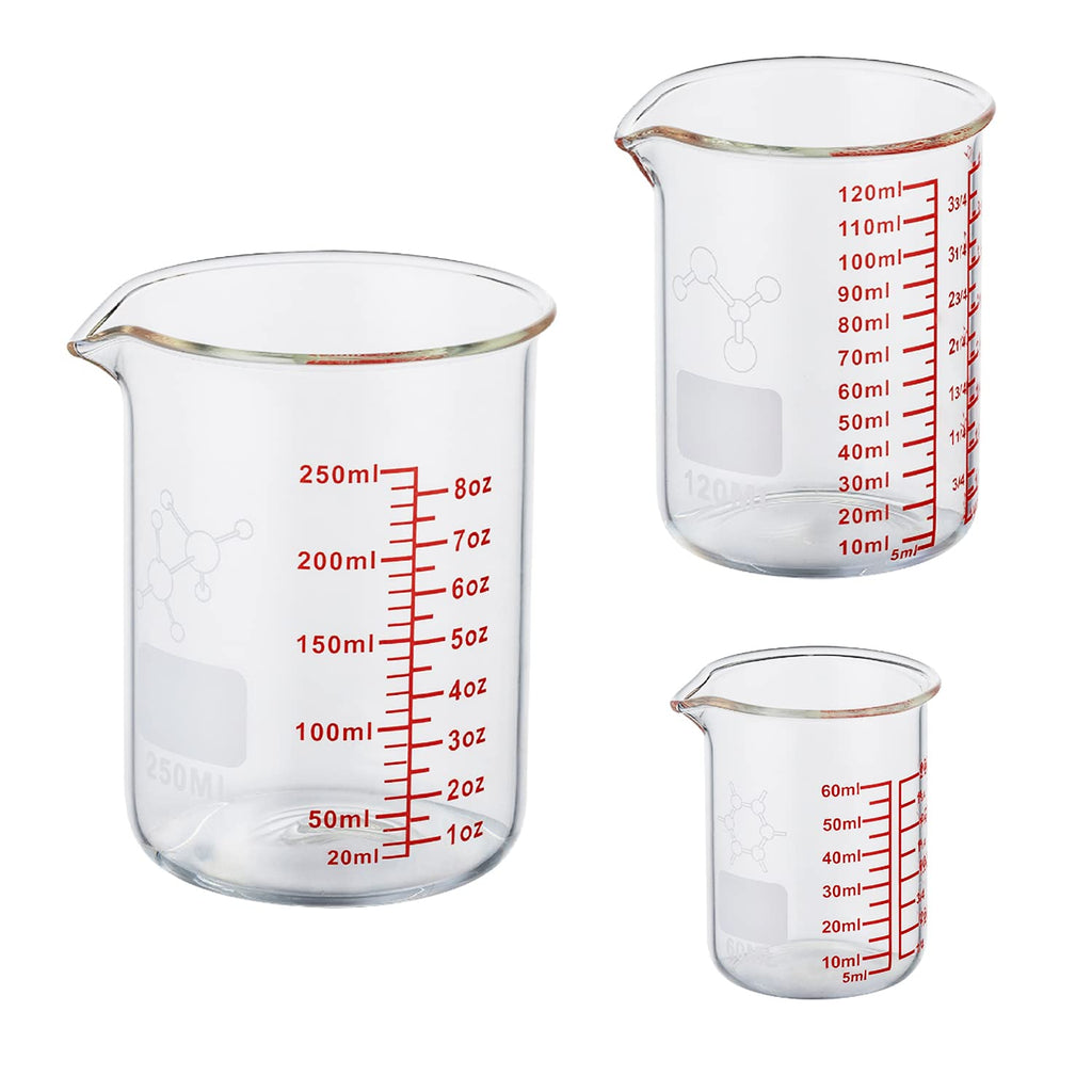 High Borosilicate Glass Measuring Cup-V-Shaped Spout，Glass Measuring Beaker for Kitchen or Restaurant, Easy to Read, 30 ML (1 Oz)-Pack of 2