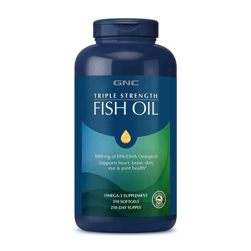 GNC Triple Strength Fish Oil Omega 3 Supplement, 1000mg EPA and DHA, Supports Heart, Brain, Skin, Eye and Joint Health, 30 Softgels