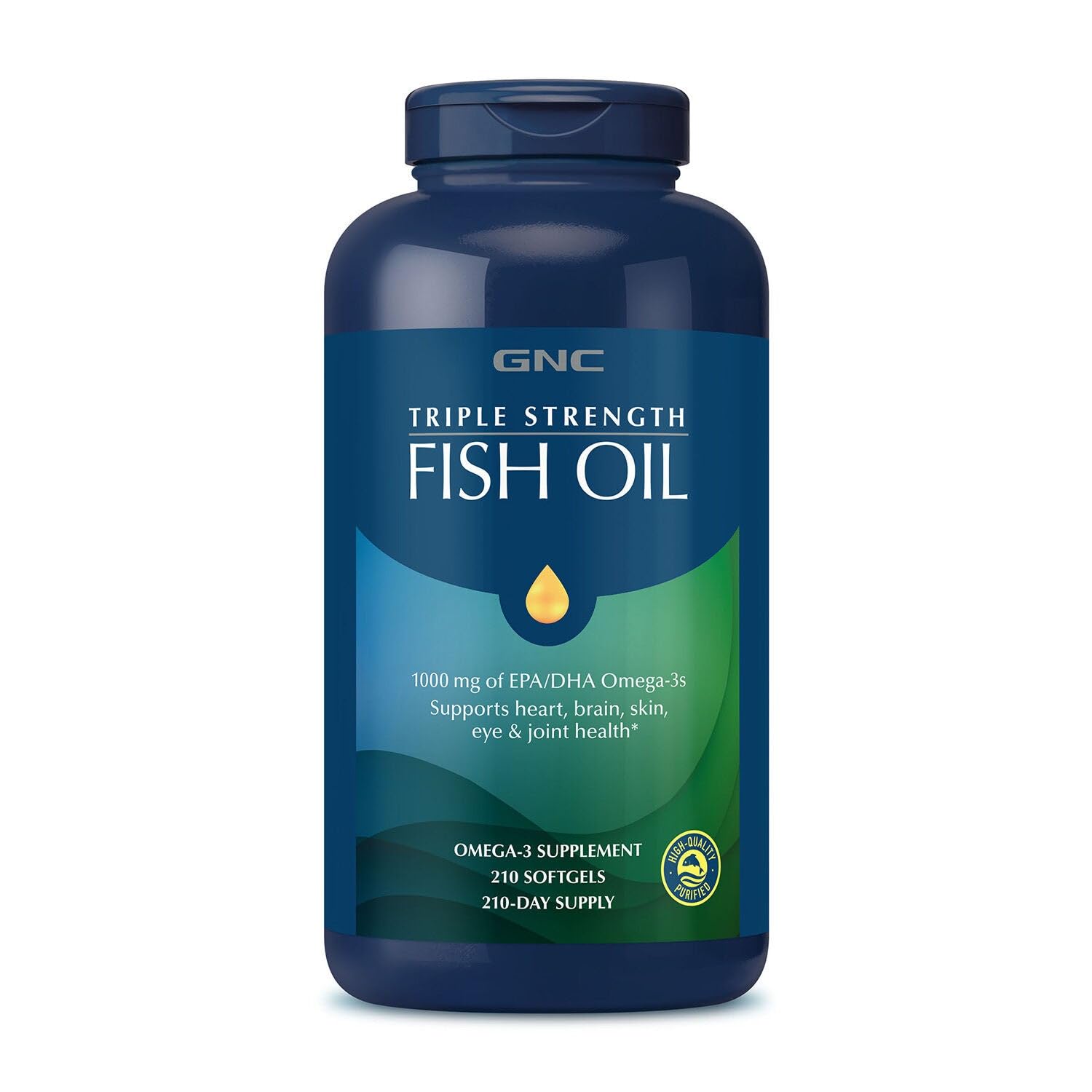 GNC Triple Strength Fish Oil Omega 3 Supplement, 1000mg EPA and DHA, Supports Heart, Brain, Skin, Eye and Joint Health, 30 Softgels