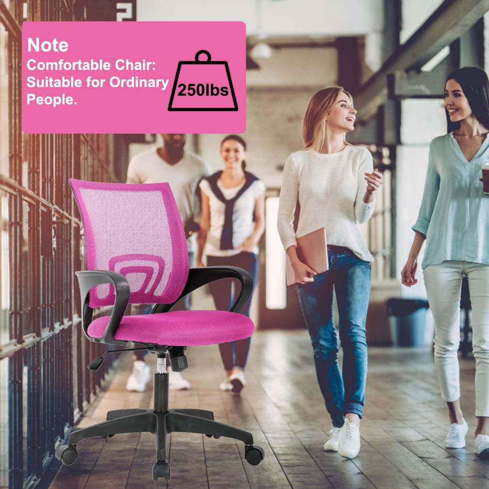 BestOffice Home Office Chair Ergonomic Desk Chair Mesh Computer Chair with Lumbar Support Armrest Executive Rolling Swivel Adjustable Mid Back Task Chair for Women Adults, Black (Black)