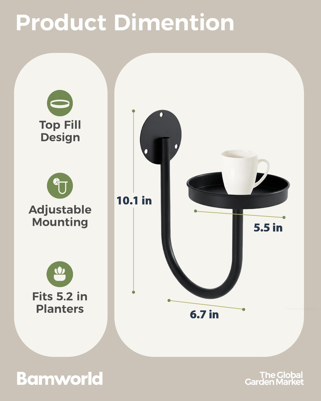 Bamworld Hanging Planters for Indoor Plants Wall Plant Holder Plant Hanger Indoor Wall Planters Window Plant Shelves Hanging Plant Holder Window Plant Hanger Plant Decor Black 3pcs
