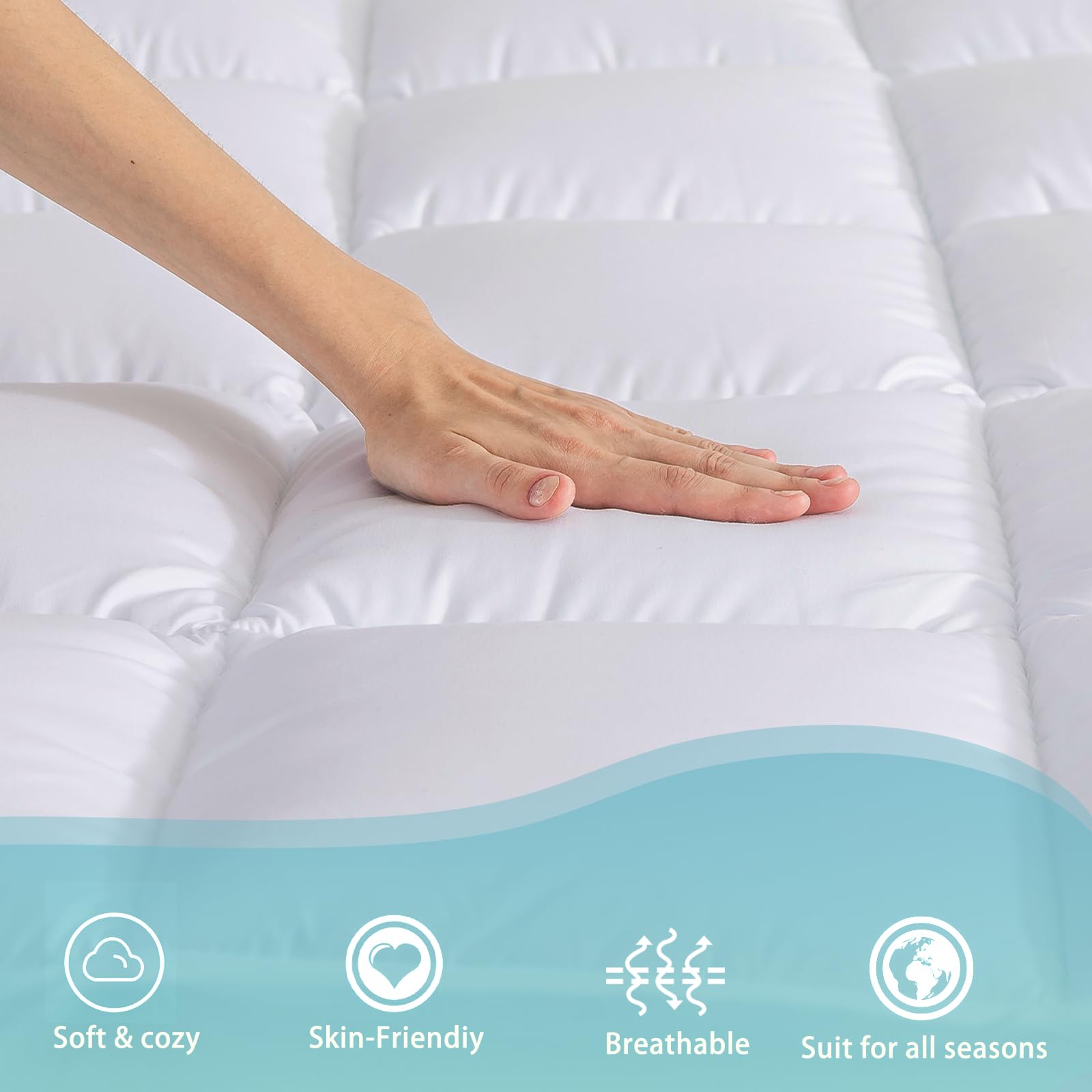 WhatsBedding 5 Inch Twin Mattress Topper for Back Pain Relief, Filled with Breathable & Soft Memory Foam Pillow Top,4 Elastic Straps