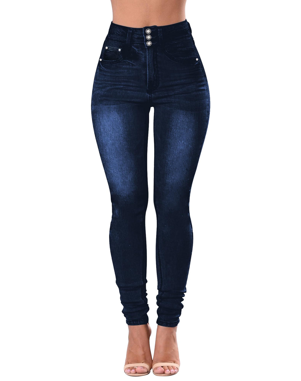 Qazel Vorrlon Women's High Waisted Jeans for Women Ripped Skinny Stretch Distressed Jeans High Rise Butt Lifting Demin Pants