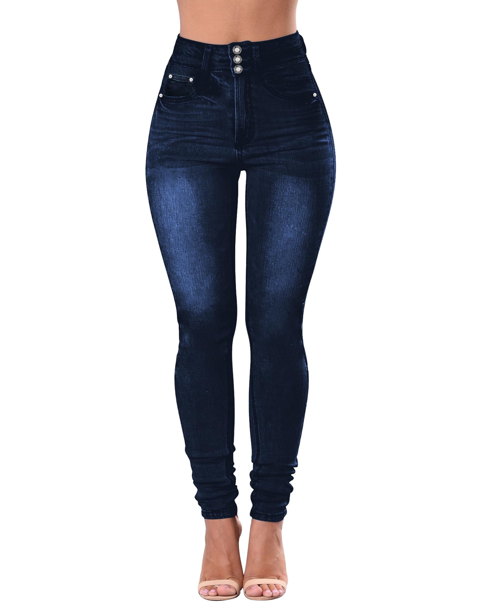 Qazel Vorrlon Women's High Waisted Jeans for Women Ripped Skinny Stretch Distressed Jeans High Rise Butt Lifting Demin Pants