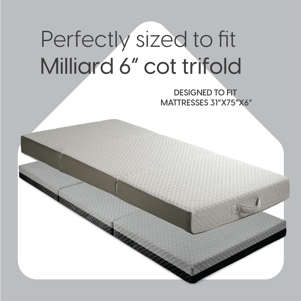 Fitted Sheet for the Milliard Trifold Mattress, Super Soft and Cozy Washable Grey Sheet (Twin, 4")