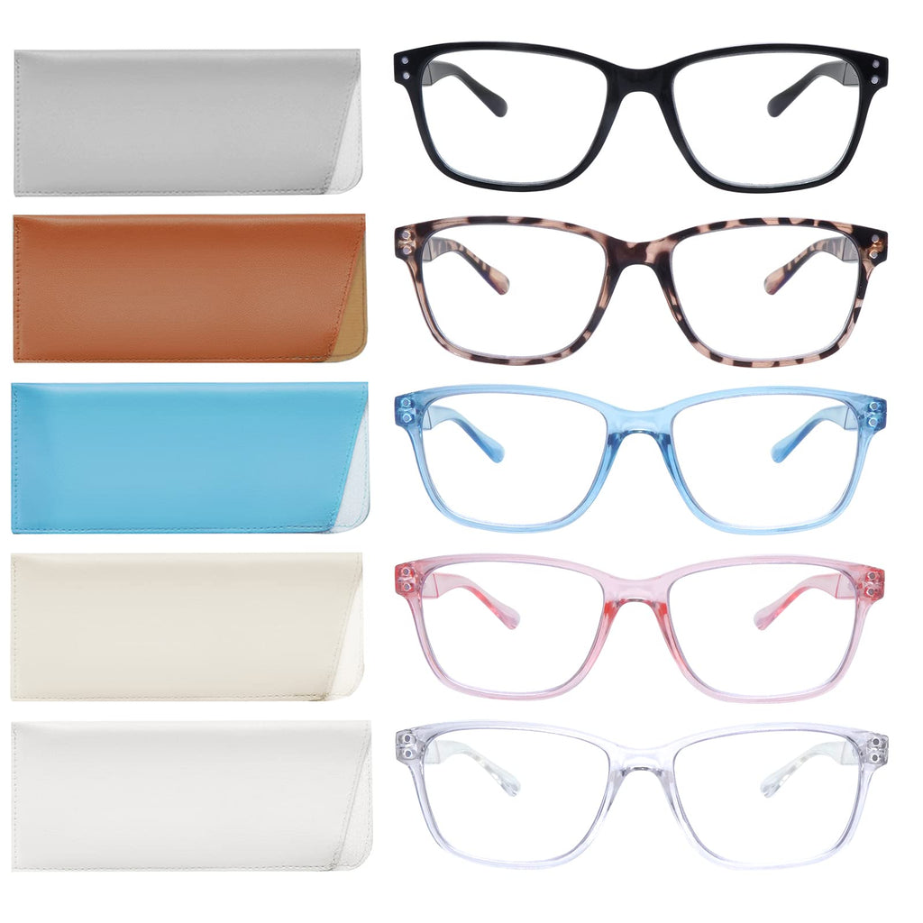 SIGVAN Reading Glasses 5 Packs Blue Light Blocking Eyeglasses Quality Spring Hinge Colorful Computer Readers for Women Men