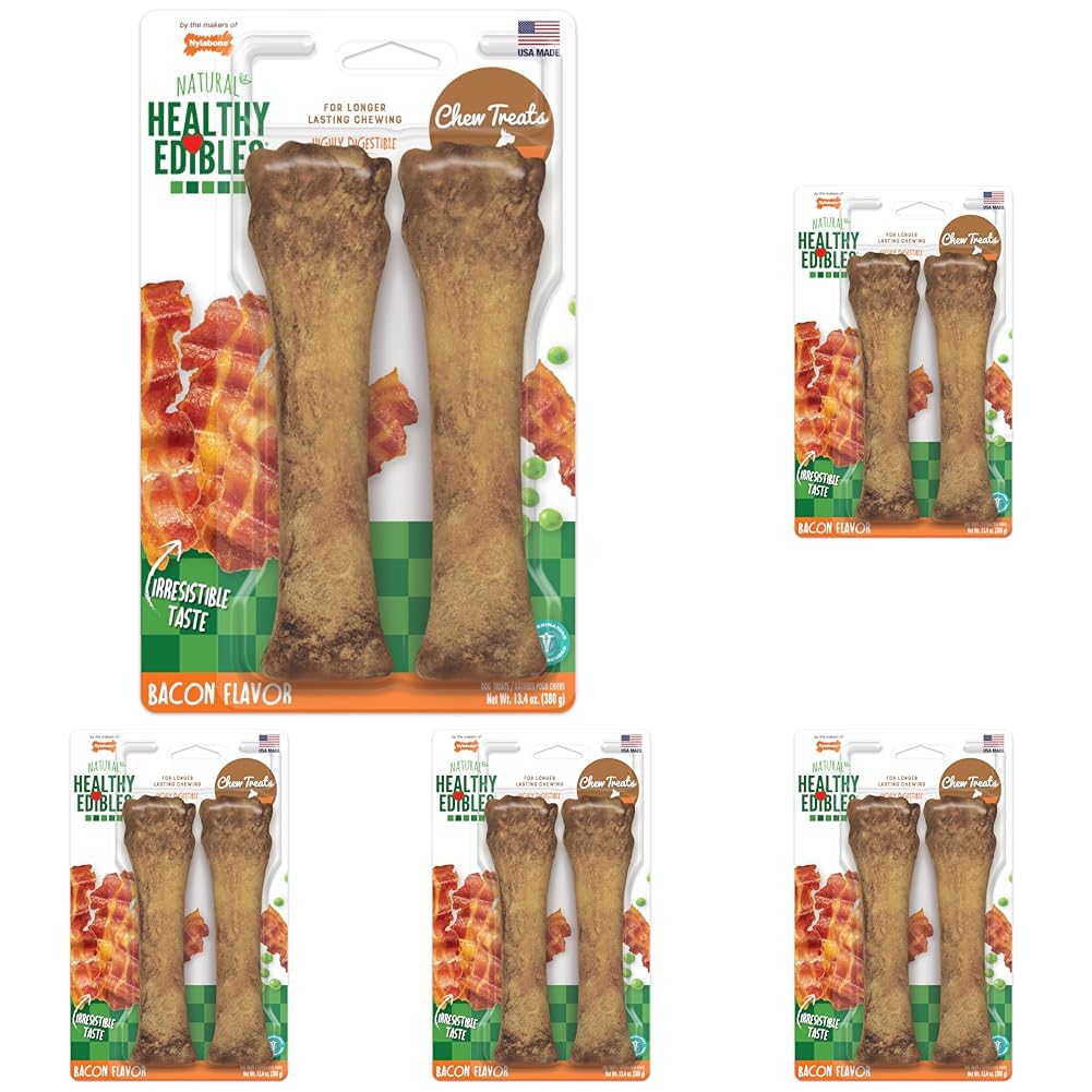Nylabone Healthy Edibles Natural Dog Chews Long Lasting Bacon Flavor Treats for Dogs, X-Large/Souper (1 Count)