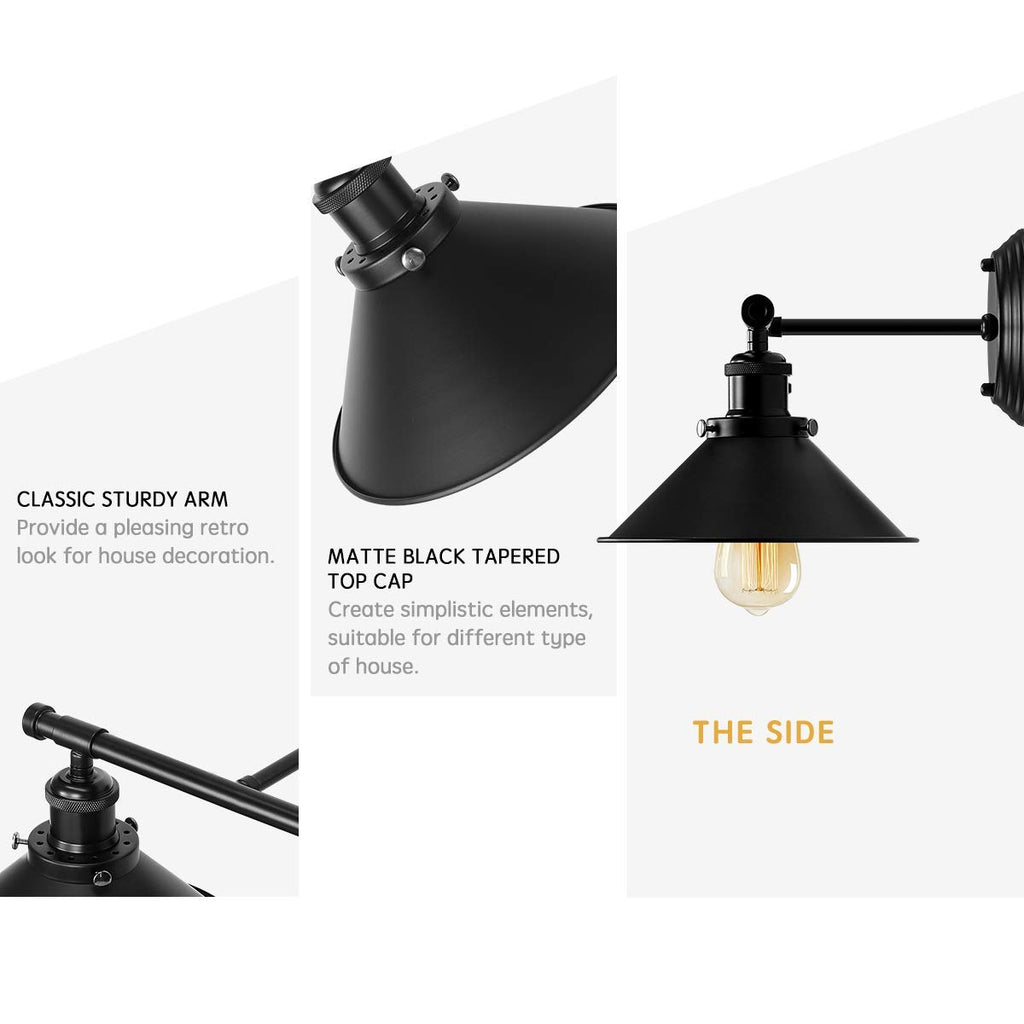 Black Bathroom Light Fixture 2-Light Matte Black Farmhouse Vanity Lights for Bathroom Light Fixtures, 20" Rustic Industrial Wall Sconce Vanity Lighting Fixtures over Mirror Kitchen Cabin Workshop Cafe