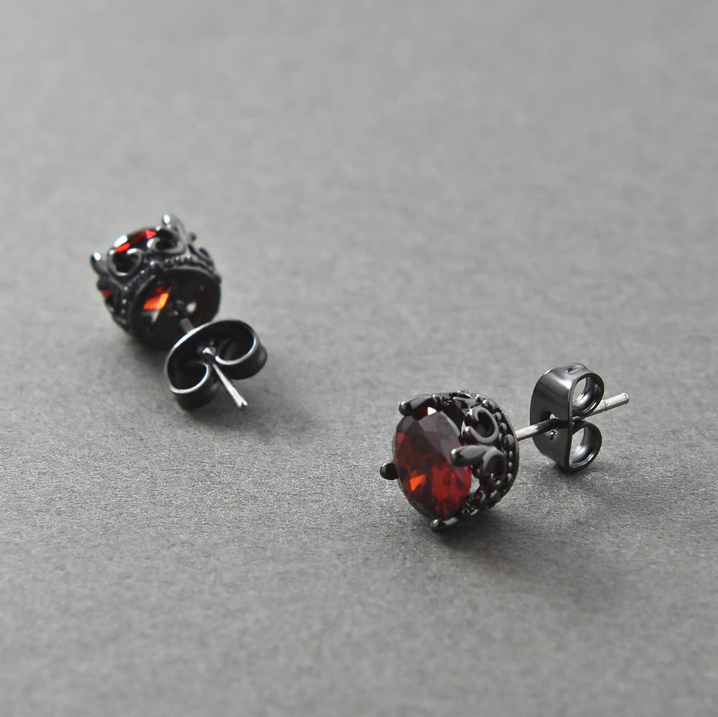 Retro Dark Shadow Stud Earrings, Hypoallergenic Stainless Steel Cubic Zirconia Earrings