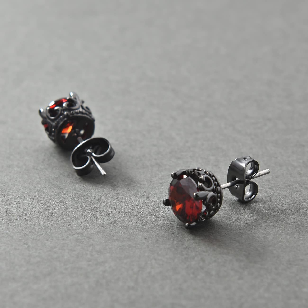 Retro Dark Shadow Stud Earrings, Hypoallergenic Stainless Steel Cubic Zirconia Earrings