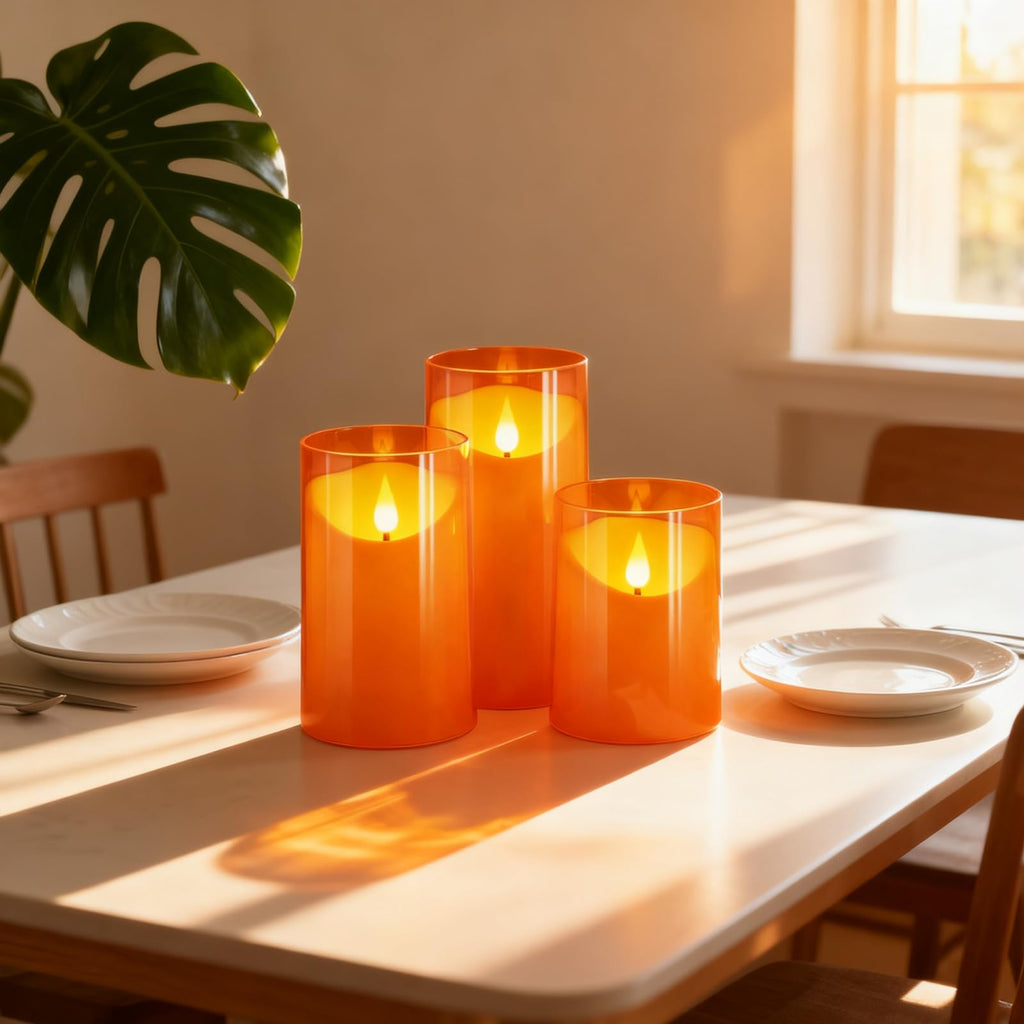 NURADA Flameless Candles with Remote Timer: 3D Wick Battery Operated Led Pillar Acrylic Fake Candle Set for Home Decoration Romantic Ambiance - Gold 2 Pack