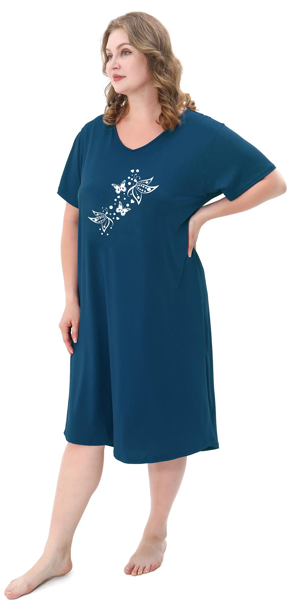 3 Pack Plus Size Women's Nightgown Soft Print Nightshirts for Women Short Sleeve Sleepwear