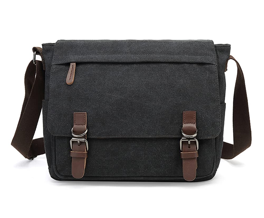 Sechunk Canvas Vintage Messenger Bag Shoulder bag Leather Large Travel Crossbody bags for men women 15inch Laptop