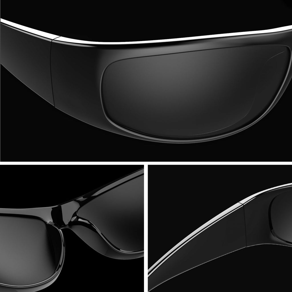 WISTON Wrap Around Sunglasses for Men Women Super Dark Blackout Sunglasses for Sensitive Eyes UV400 Protection W8005