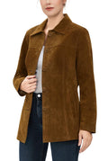 BGSD Women Anna Suede Leather Car Coat (Also available in Plus Size & Petite)