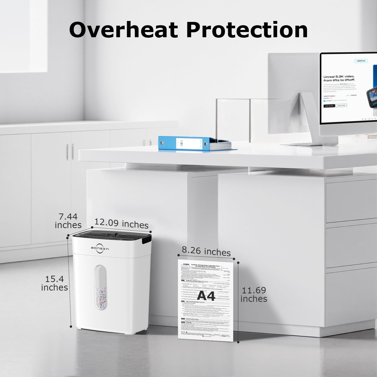 BONSEN Shredder for Home Office, 4 Gallons 8-Sheet Cross Cut Credit Card Shredder, Small Paper Shredder for Home Use, High Security Level P-4, ETL Certification (S3101)