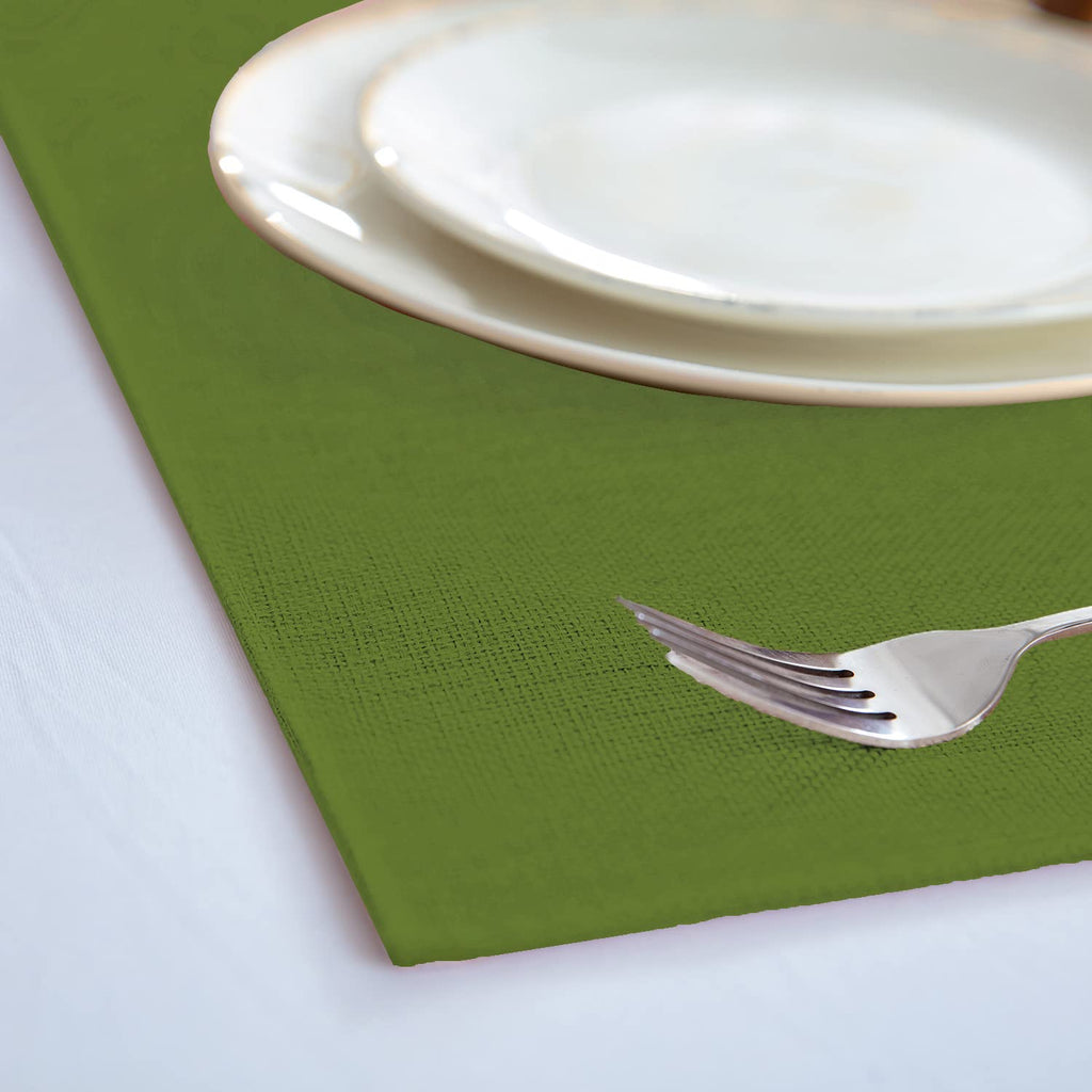 Cloth Placemats Set of 8, Linen Type Fabric Placemats Machine Washable Heat Resistant Placemats Wrinkle Free Thick Polyester Kitchen Place Mats for Dining Table (Beige)