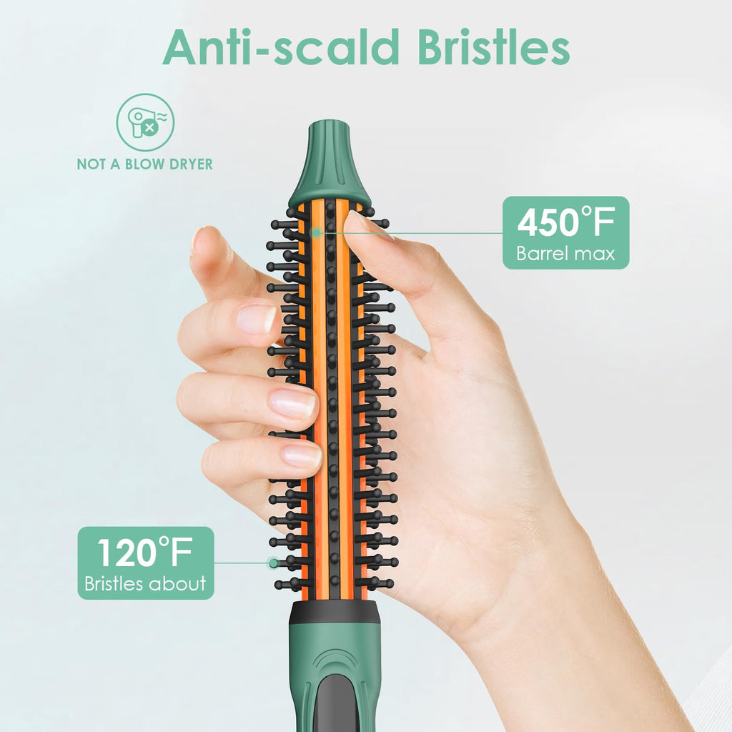 BANGMENG Mini Thermal Round Brush, 0.35 Inch Barrel Volume Heat Styling Brush for Men and Women Short Thin Curly Straight Hair, Heated Curling Iron,12 Temperature Setting (0.95 Inch with Bristles)